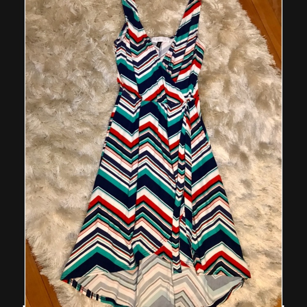 Cutaway High Low Spring Striped Summer Dress